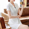 Naviu Elegant Women Suits Casual White Black Temperament Short Sleeve Blazer and Skirt Office Lady Formal Wear