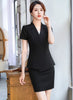 Naviu Elegant Women Suits Casual White Black Temperament Short Sleeve Blazer and Skirt Office Lady Formal Wear