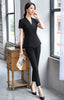 Naviu Elegant Women Suits Casual White Black Temperament Short Sleeve Blazer and Skirt Office Lady Formal Wear