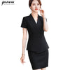 Naviu Elegant Women Suits Casual White Black Temperament Short Sleeve Blazer and Skirt Office Lady Formal Wear