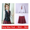 Naviu Preepy Look Students Suits Blouses Vest and Skirt Three Pieces Set JK Uniform Formal Wear