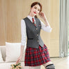 Naviu Preepy Look Students Suits Blouses Vest and Skirt Three Pieces Set JK Uniform Formal Wear