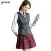 Naviu Preepy Look Students Suits Blouses Vest and Skirt Three Pieces Set JK Uniform Formal Wear