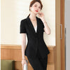 Navy Blue Short Sleeve Suits Women Summer Temperament Business Slim Blazer And Skirt Office Ladies Work Wear