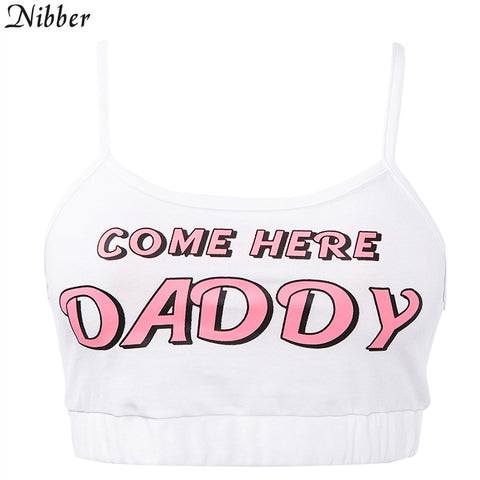 Nbber 2022 ladies camisole white Slim sexy strap tank top women crop top O neck Sexy Tank top Off shoulder Letter Co Crop Top