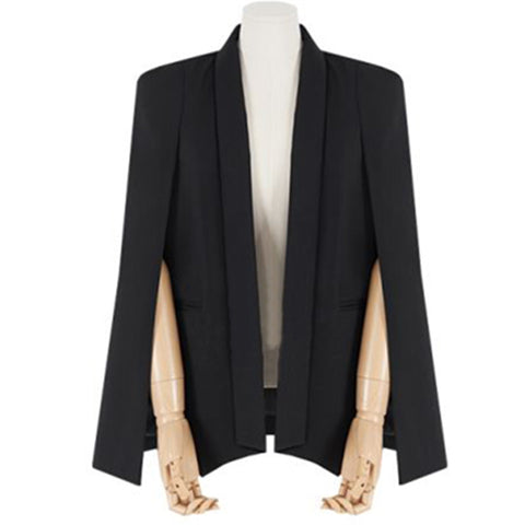 2022 Autumn Pink Black Elegant Ladies Cape Office Work Poncho Women Blazers Jackets Split Long Sleeve Feminino C08036