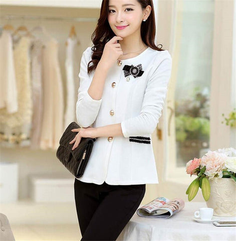 New blazer Plus Size 5XL Women Slim Fit Jacket Appliques Design O-neck Coat Fashion Elegant Solid Blazers 33697