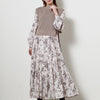 Neploe 2022 Autumn Women Robes Japanese Fresh Vestidos Half High Collar Printed Pleated Dresses Knit Drawstring Vest Suits