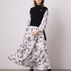 Neploe 2022 Autumn Women Robes Japanese Fresh Vestidos Half High Collar Printed Pleated Dresses Knit Drawstring Vest Suits
