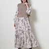 Neploe 2022 Autumn Women Robes Japanese Fresh Vestidos Half High Collar Printed Pleated Dresses Knit Drawstring Vest Suits