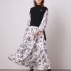 Neploe 2022 Autumn Women Robes Japanese Fresh Vestidos Half High Collar Printed Pleated Dresses Knit Drawstring Vest Suits