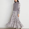 Neploe 2022 Autumn Women Robes Japanese Fresh Vestidos Half High Collar Printed Pleated Dresses Knit Drawstring Vest Suits