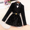 Neploe 2023 Autumn Ladies Sequined Coat Female Notched Collar Shiny Sequin Women Blazers Long Sleeve Outer Wear Jacket