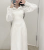 Neploe 2023 Japanese Design Women Robes Temperament Vestidos Lapel Long Sleeve Shirt Patchwork empire Knitted Slim Dresses