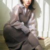 Neploe 2023 Japanese Design Women Robes Temperament Vestidos Lapel Long Sleeve Shirt Patchwork empire Knitted Slim Dresses