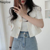 Neploe Blazer Women 2022 Summer Suit Female Korean Loose Casual Short Tops Office Lady Single Breasted White Coat Femme