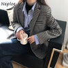 Neploe Business Wear Plaid Blazer Jacket Woman Women's Clothing 2023 Two Buttons Casual Womens Jackets Short Coat