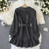 Neploe Elegance French Style Plaid Woolen Dress 2022 Autumn Winter Temperament Robe Peter Pan Collar Woman Dresses
