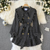 Neploe Elegance French Style Plaid Woolen Dress 2022 Autumn Winter Temperament Robe Peter Pan Collar Woman Dresses