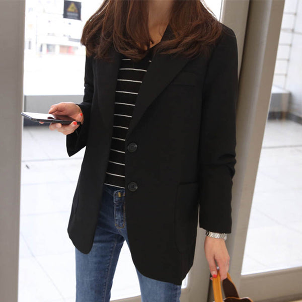 Fashion Women Blazers and Jackets Work Office Lady Suit Slim Black Single Button Business Female Blazer 35760