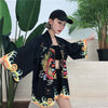 Harajuku Kimonos Print Shirt Japanese Kimono Cardigan Woman Sun Protection Blouses Female Chiffon Tops Shirts 36078