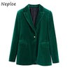 Neploe Ladies Tops Autumn 2022 Notched Collar Long Sleeve Womens Blazer Solid Color Velvet Women's Blazers Ropa De Otoño Mujer