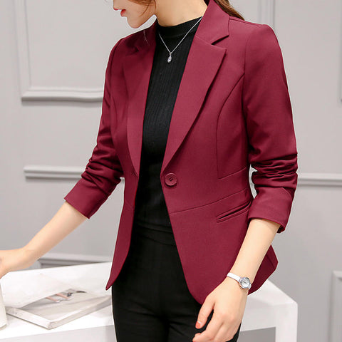 Pocket Design Blazers Woman Office Wear Coat 2022 Autumn Single Button Long Sleeve Solid Jackets Elegant Blazer 33670