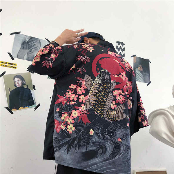 Women Harajuku Cardigan Japanese Kimono Summer Digital Printed Loose Shirt Tops Casual Woman Man Kimonos Coat 36192