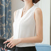 New 2022 Fashion Blouses Women Chiffon Ladies Tops V Neck Female Sleeveless Shirt Solid Blusas Femininas White Shirts S-2XL E264