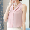 New 2022 Fashion Blouses Women Chiffon Ladies Tops V Neck Female Sleeveless Shirt Solid Blusas Femininas White Shirts S-2XL E264