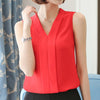 New 2022 Fashion Blouses Women Chiffon Ladies Tops V Neck Female Sleeveless Shirt Solid Blusas Femininas White Shirts S-2XL E264