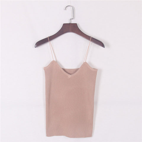 New 2022 Spring Fashion Women Knitted Vest Striped Camis Slim Sexy Tight Bottoming Solid Sleeveless Multicolor Crop Tops C2522