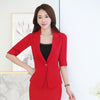 New 2022 Spring Formal Fashion Female Red Blazer Women Outerwear Jackets Half Sleeve Ladies Business Clothes