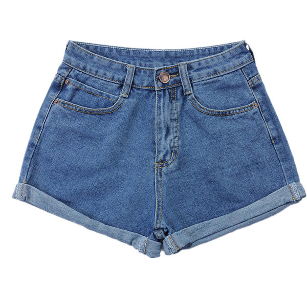 New 2022 Summer High Waist Denim Shorts Blue Casual lager size Female Women Short Jeans Ladies loose Denim Shorts 26-32 S2033