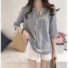 New 2022 Summer Plus Size 4XL White Shirt Female Big Sizes Striped Casual Women Blouse Shirt Chiffon Female Tops Blusas 0753 30