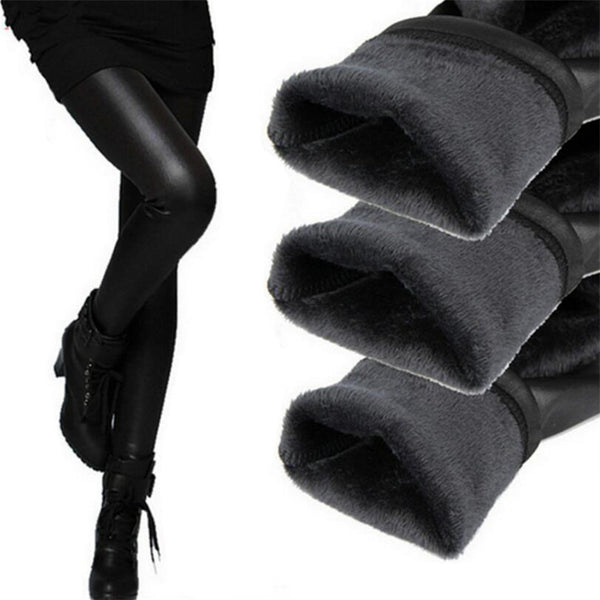 New 2022 Thickening Black Leather Boots Leggings Skinny Pants Winter Warm Women's Trousers Winter Pants For Women High Quality