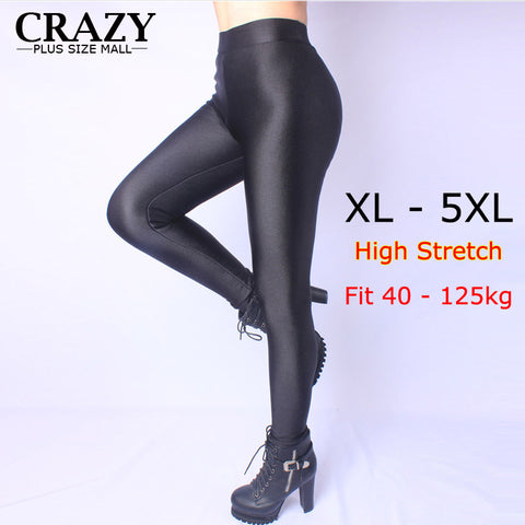 New 2022 XL- 5XL Fit 40-120kg Winter Women Plus Size Leggings High Waist Stretch Sexy Shiny Pants Slim Warm Skinny Pants 5XL 4XL