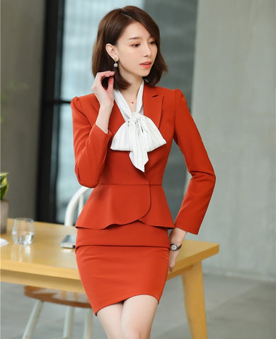 2023 Formal Women Skirt Suits Blazer and Jacket Sets Work Wear Ladies Business Clothes Office Uniform Styles OL