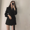 2023 Autumn Winter Women Blazers and Jackets Office Ladies Lace up Notched Formal Outwear Elegant White Black Tops XQ197