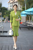 2022 Spring Fall Female Green Blazer for Women Bsiness Suits with Skirt and Jacket Sets Elegant Half Sleeve