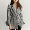 2023 Spring Women Blazer Jacket Color Matching Lace Waist Women Suit Jacket Women Long Coat BL044