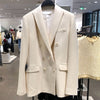 2022 Autumn Blazer Women White Office Blazers And Jackets Button Suit Coat Casual Pockets Solid Blazers Outerwear