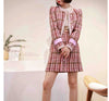2022  Women Autumn Winter Pink Tweed Clothing Sets Lady Runway Elegant Slim Coat Skirt Shirt Vest Suit NS292