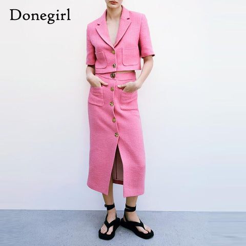 2022 Spring 2 Pieces Women ZA  Blazer+Skirt Set Vintage Stylish Notched Jacket Coats+Skirt Single Breasted Outerwear trf