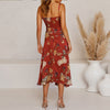 2022 V-Neck Sling Printed Bow Beach Backless Skirt Suit Office Clothes Work Outfit Vittoria Vicci Womens Summer Dress