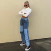 2022 Women's Jeans Street Hip Hop Jeans Contrast Patch Jeans Casual Length Pants