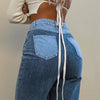 2022 Women's Jeans Street Hip Hop Jeans Contrast Patch Jeans Casual Length Pants