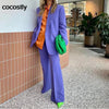 2023 Blazer Women One Button Office Wear Blazer Coat Vintage Long Sleeve Pockets Female Outerwear And Hight Waist Trousers