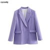 2023 Blazer Women One Button Office Wear Blazer Coat Vintage Long Sleeve Pockets Female Outerwear And Hight Waist Trousers