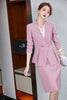 2023 Pink Blazer Women Business Suits Skirt and Jacket Sets Ladies Work Wear Office Uniform Styles